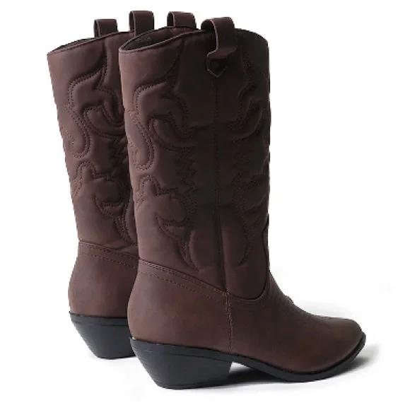 Women's Brown Western Embroidered Heeled Boots (lasso) - Picture 2 of 6